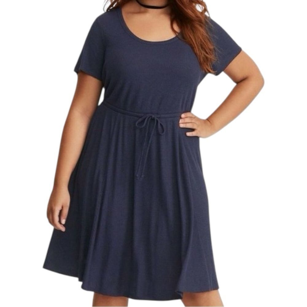 Torrid Dark Blue Midi Dress with Tie Waist